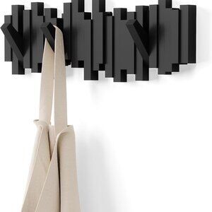 New Sticks Wall-Mounted Coat Rack Rail Hook with 5 Retractable Pegs